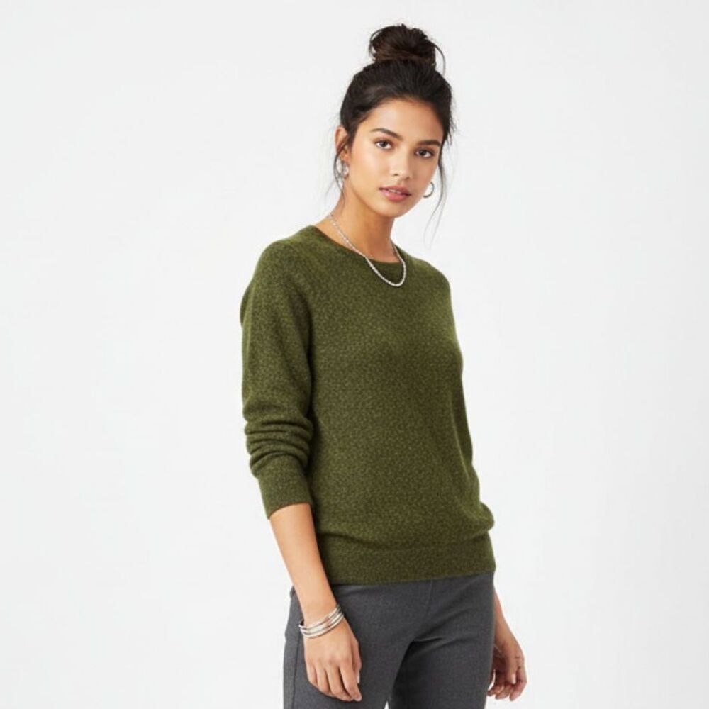 J Crew Green Teddie Long Sleeve Crewneck Sweater M